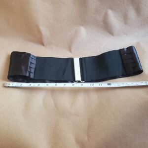 Black Elastic Belt with Silver Buckle